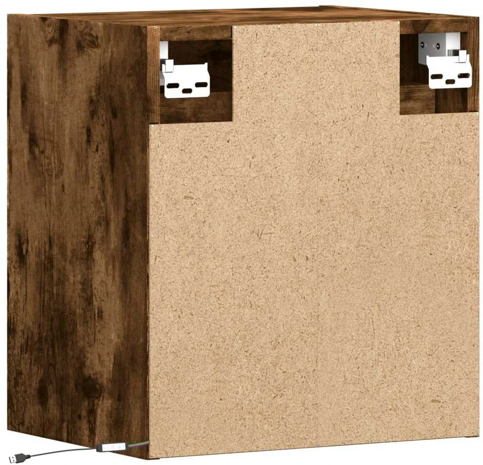 TV staliukas Sieninė TV spintelė su LED lemputėmis, dūminė, 41x31x45cm