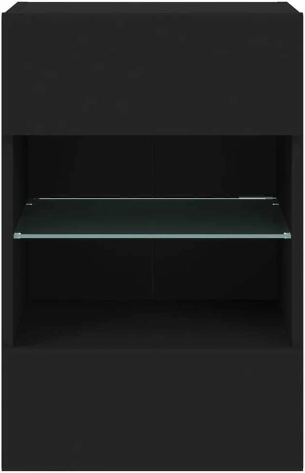 TV staliukas Sieninė TV spintelė su LED lemputėmis, juoda, 40x30x60,5cm