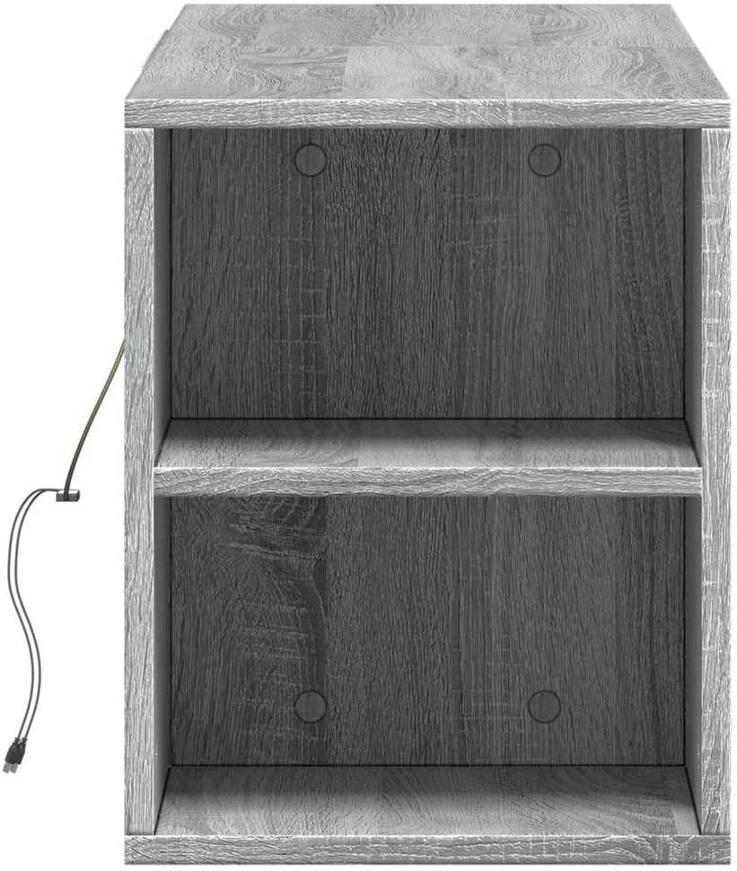 TV staliukas Sieninė TV spintelė su LED lemputėmis, pilka, 135x31x39,5cm