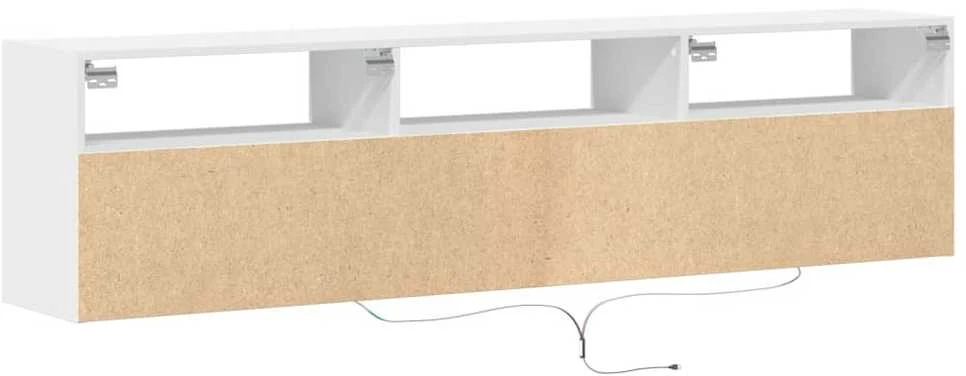 TV staliukas Sieninė TV spintelė su LED lemputėmis, balta, 180x31x45cm