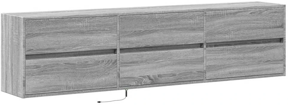 TV staliukas Sieninė TV spintelė su LED lemputėmis, pilka, 180x31x45cm