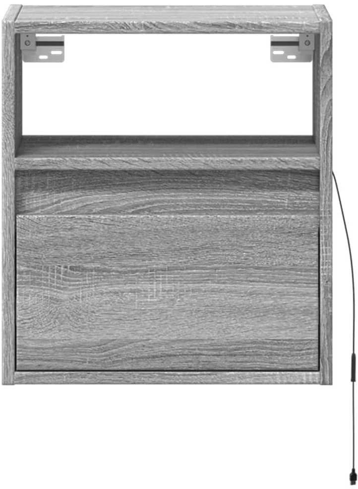 TV staliukas Sieninė TV spintelė su LED lemputėmis, pilka, 41x31x45cm