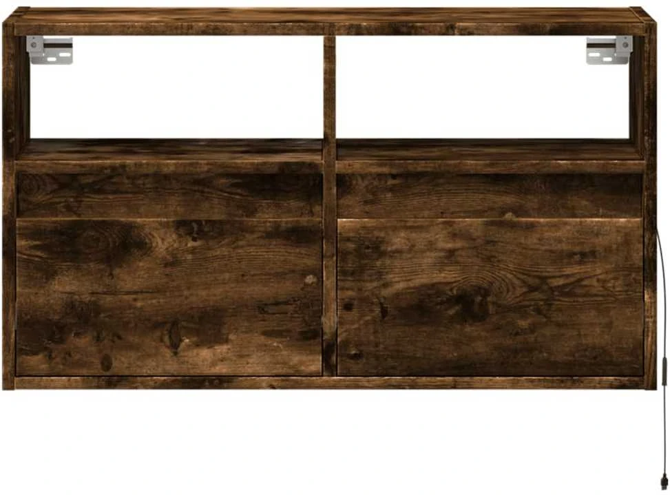 TV staliukas Sieninė TV spintelė su LED lemputėmis, dūminė, 80x31x45cm