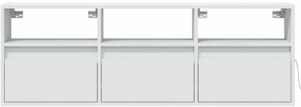 TV staliukas Sieninė TV spintelė su LED lemputėmis, balta, 130x31x45 cm