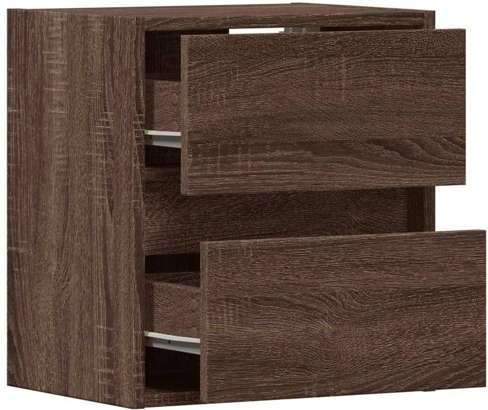 TV staliukas Sieninė TV spintelė su LED lemputėmis, ruda ąžuolo, 41x31x45cm