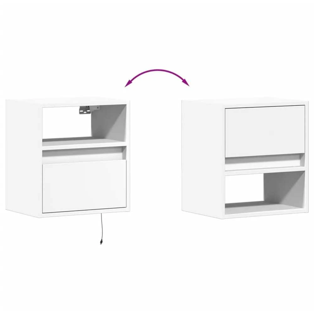 TV staliukas Sieninė TV spintelė su LED lemputėmis, balta, 41x31x45cm