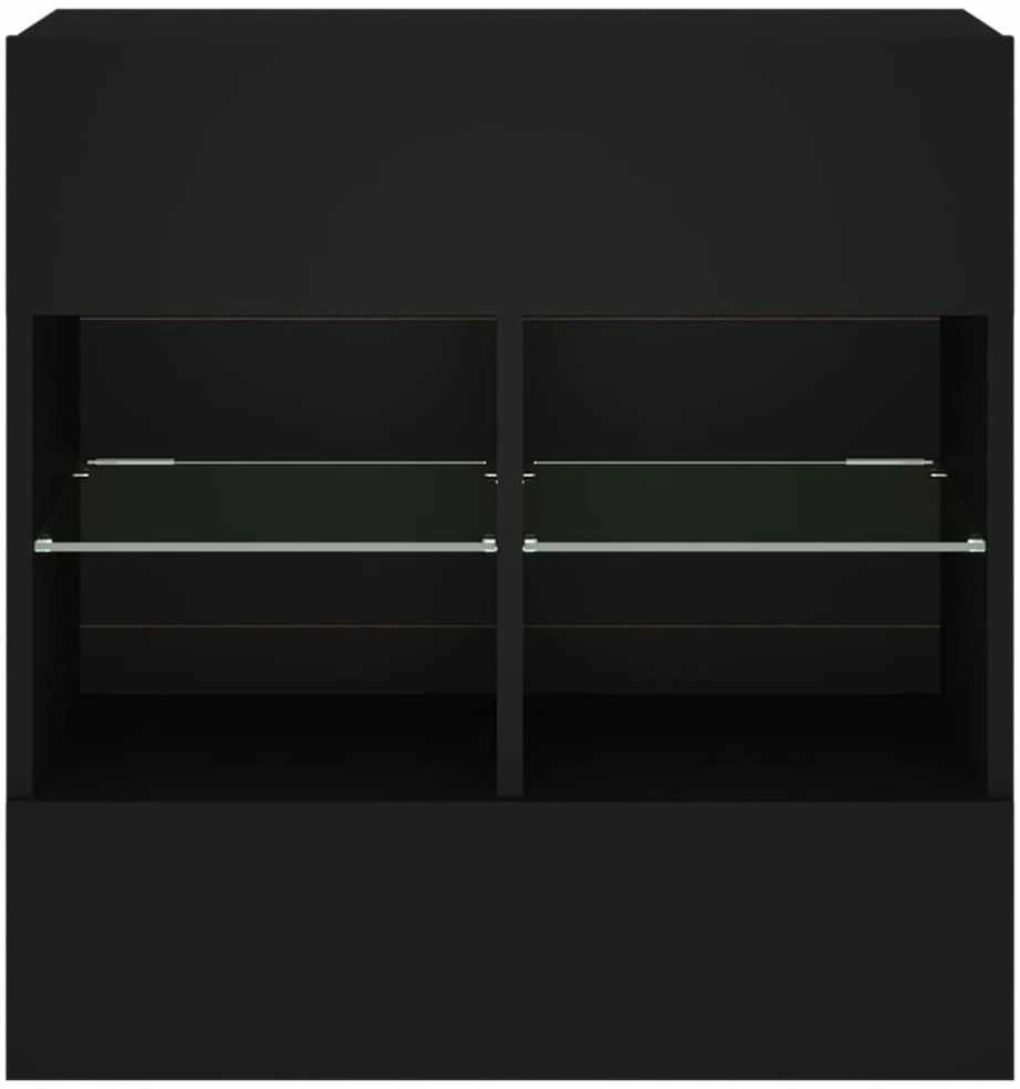 TV staliukas Sieninė TV spintelė su LED lemputėmis, juoda, 58,5x30x60,5cm