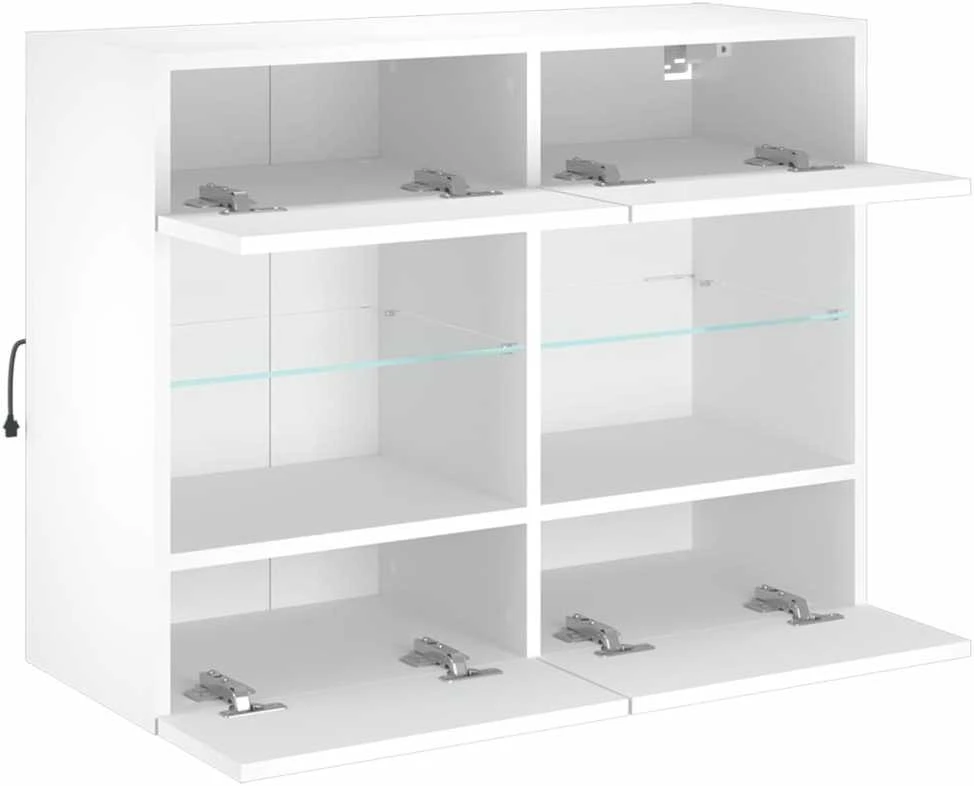 TV staliukas Sieninė TV spintelė su LED lemputėmis, balta, 78,5x30x60,5cm