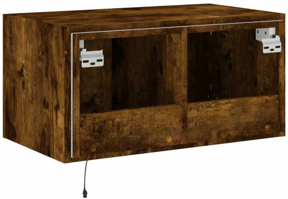 TV staliukas Sieninė TV spintelė su LED lemputėmis, dūminė, 60x35x31cm
