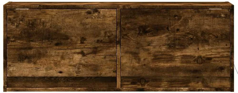 TV staliukas Sieninė TV spintelė su LED lemputėmis, dūminė, 100x31x35cm