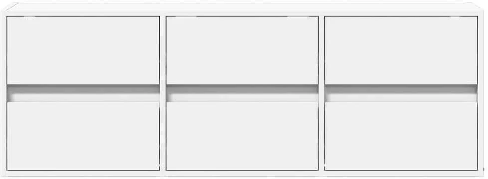TV staliukas Sieninė TV spintelė su LED lemputėmis, balta, 130x31x45 cm