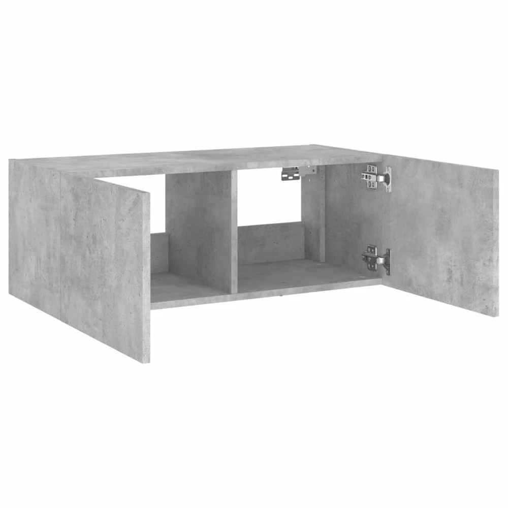 TV staliukas Sieninė TV spintelė su LED lemputėmis, betono pilka, 80x35x31cm