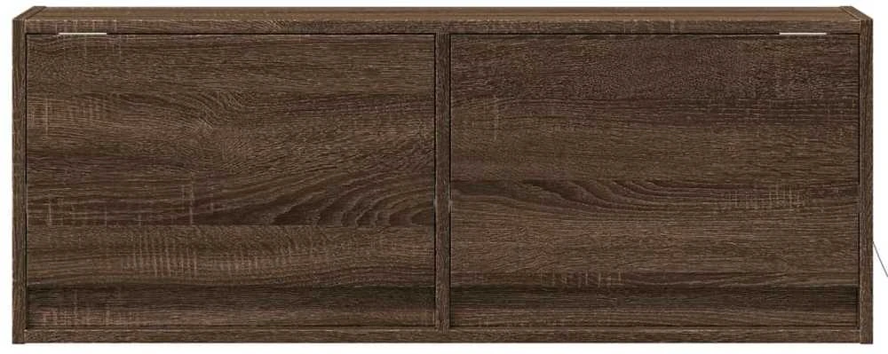 TV staliukas Sieninė TV spintelė su LED lemputėmis, ruda ąžuolo, 100x31x35cm