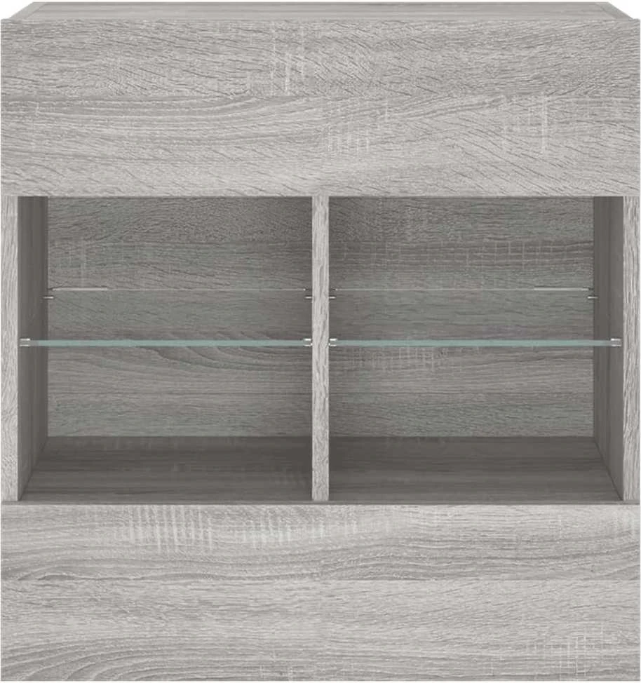 TV staliukas Sieninė TV spintelė su LED lemputėmis, pilka, 58,5x30x60,5cm