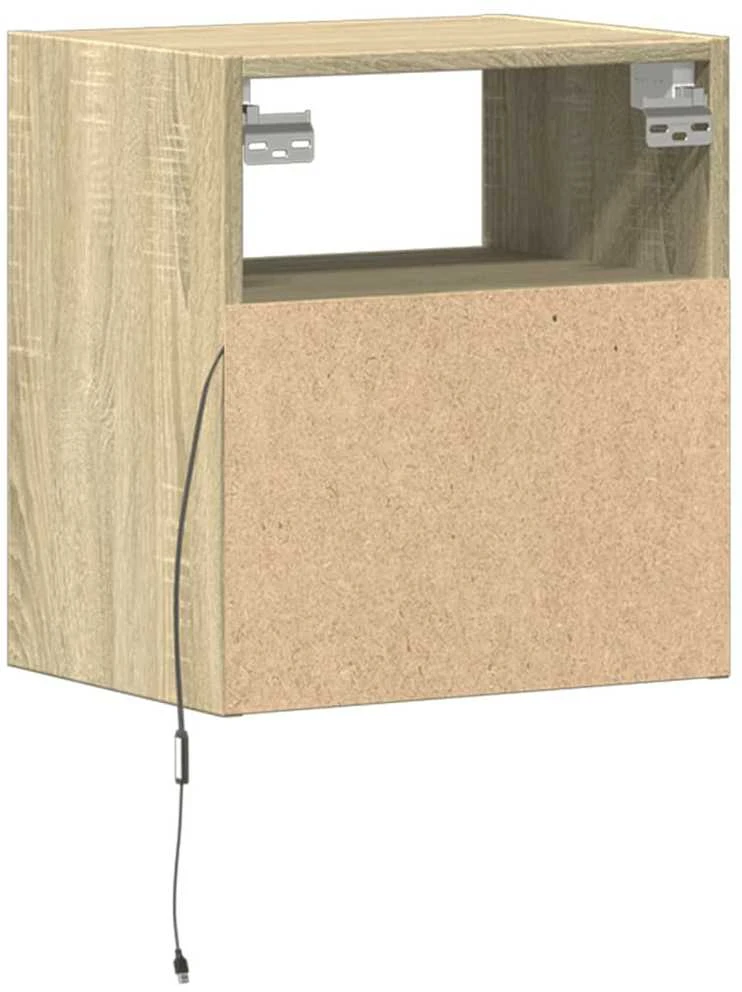 TV staliukas Sieninė TV spintelė su LED lemputėmis, ąžuolo, 41x31x45cm