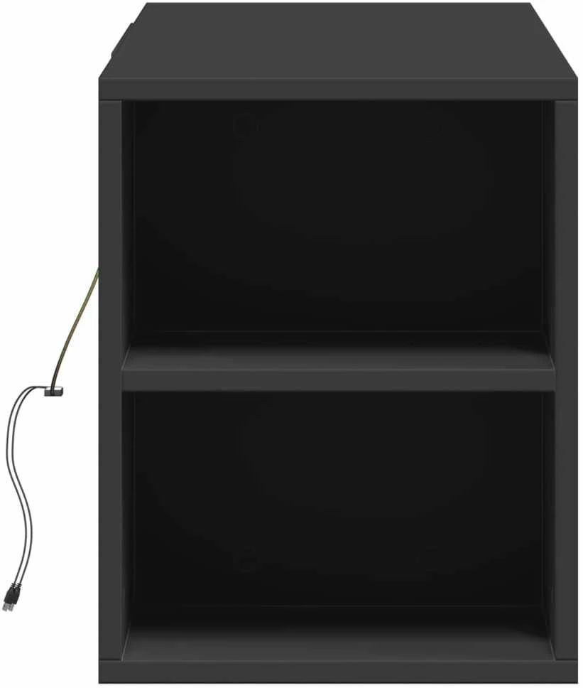 TV staliukas Sieninė TV spintelė su LED lemputėmis, juoda, 135x31x39,5cm