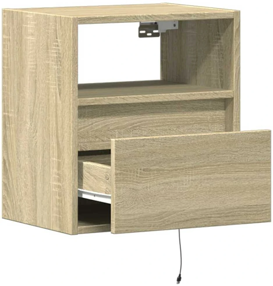 TV staliukas Sieninė TV spintelė su LED lemputėmis, ąžuolo, 41x31x45cm