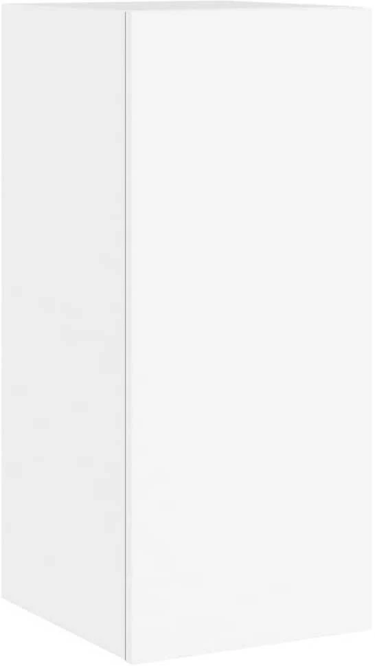 TV staliukas Sieninė TV spintelė su LED lemputėmis, balta, 30,5x35x70cm