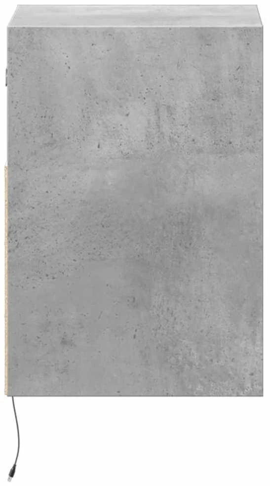 TV staliukas Sieninė TV spintelė su LED lemputėmis, betono, 41x31x45cm