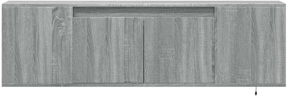 TV staliukas Sieninė TV spintelė su LED lemputėmis, pilka, 135x31x39,5cm