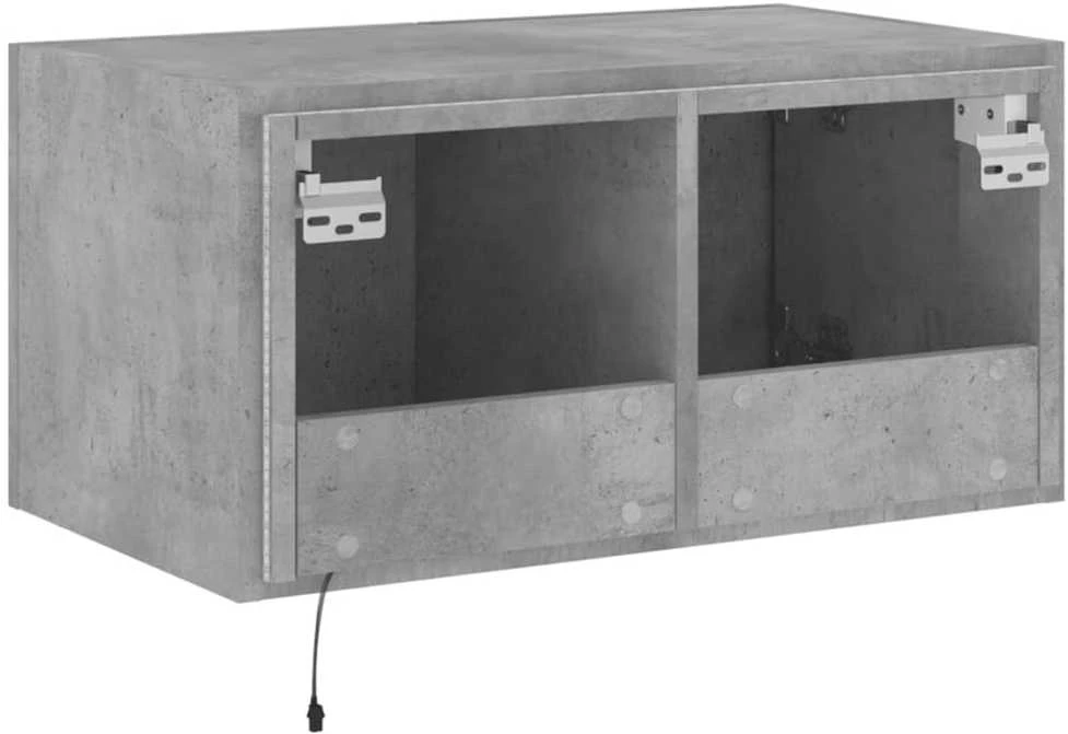 TV staliukas Sieninė TV spintelė su LED lemputėmis, betono pilka, 60x35x31cm