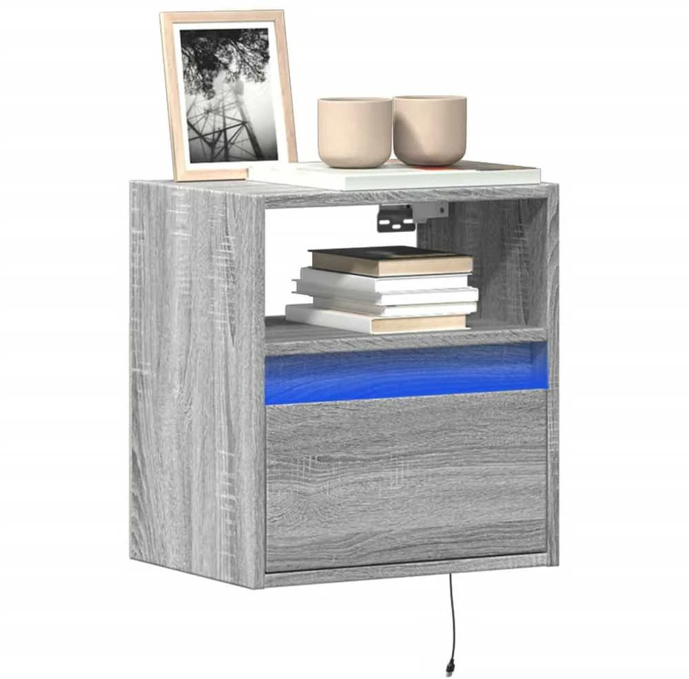 TV staliukas Sieninė TV spintelė su LED lemputėmis, pilka, 41x31x45cm