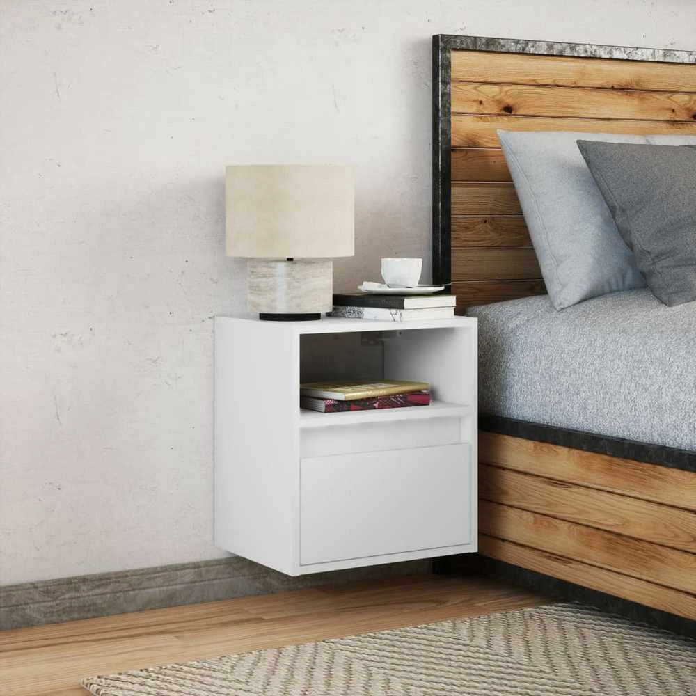 TV staliukas Sieninė TV spintelė su LED lemputėmis, balta, 41x31x45cm