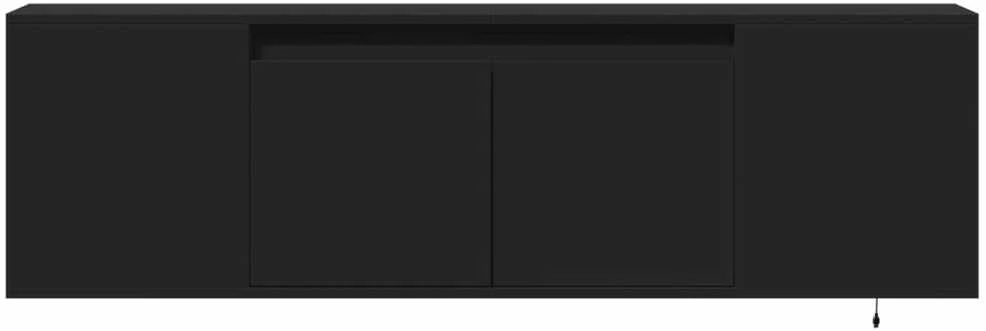 TV staliukas Sieninė TV spintelė su LED lemputėmis, juoda, 135x31x39,5cm