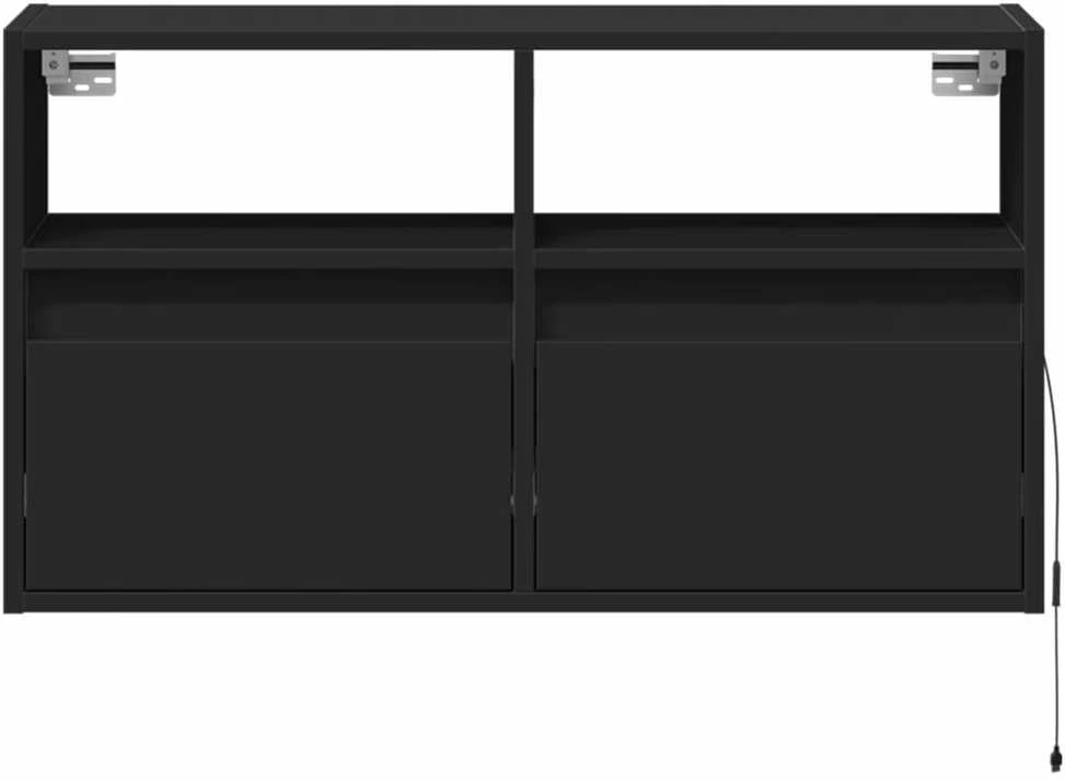 TV staliukas Sieninė TV spintelė su LED lemputėmis, juoda, 80x31x45cm