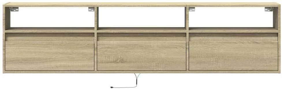 TV staliukas Sieninė TV spintelė su LED lemputėmis, ąžuolo, 180x31x45cm