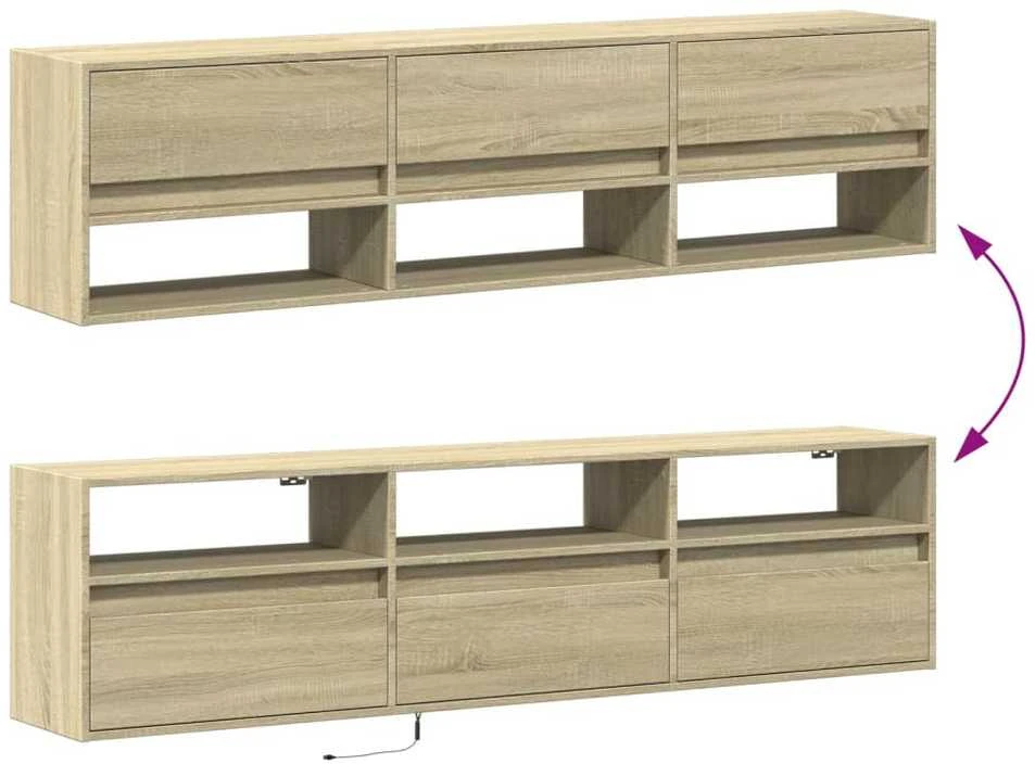 TV staliukas Sieninė TV spintelė su LED lemputėmis, ąžuolo, 180x31x45cm