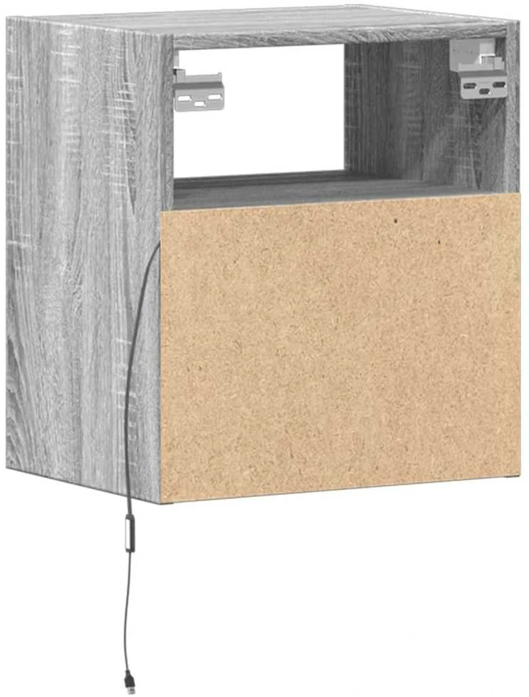 TV staliukas Sieninė TV spintelė su LED lemputėmis, pilka, 41x31x45cm