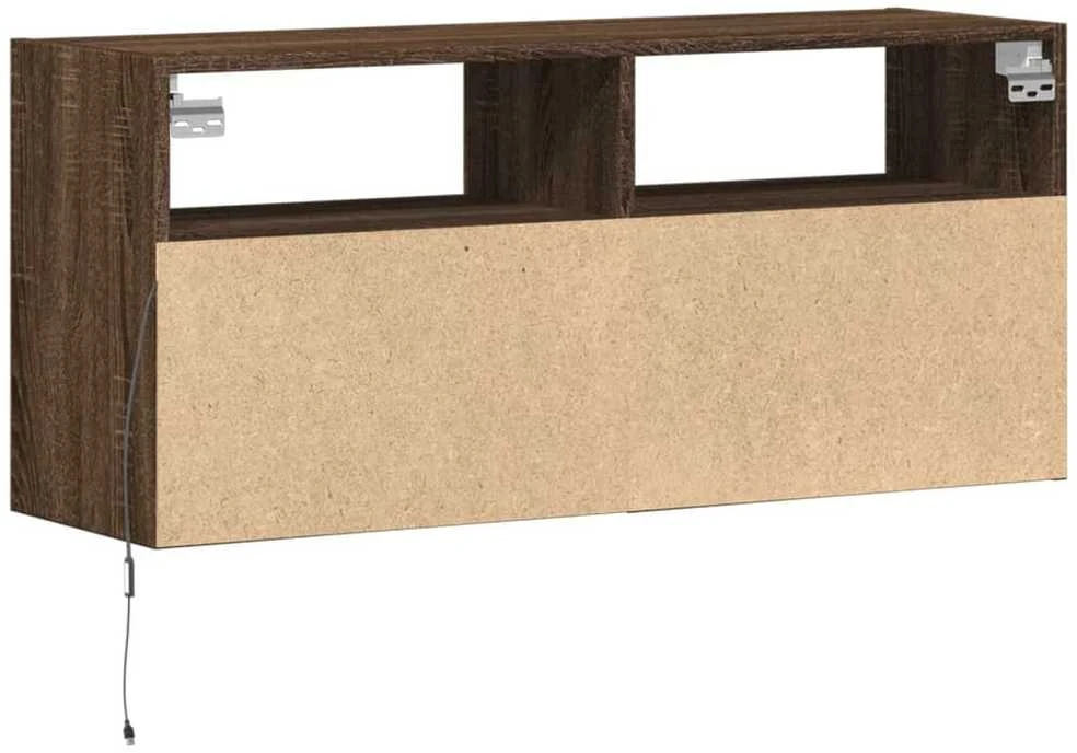 TV staliukas Sieninė TV spintelė su LED lemputėmis, ruda ąžuolo, 100x31x45cm