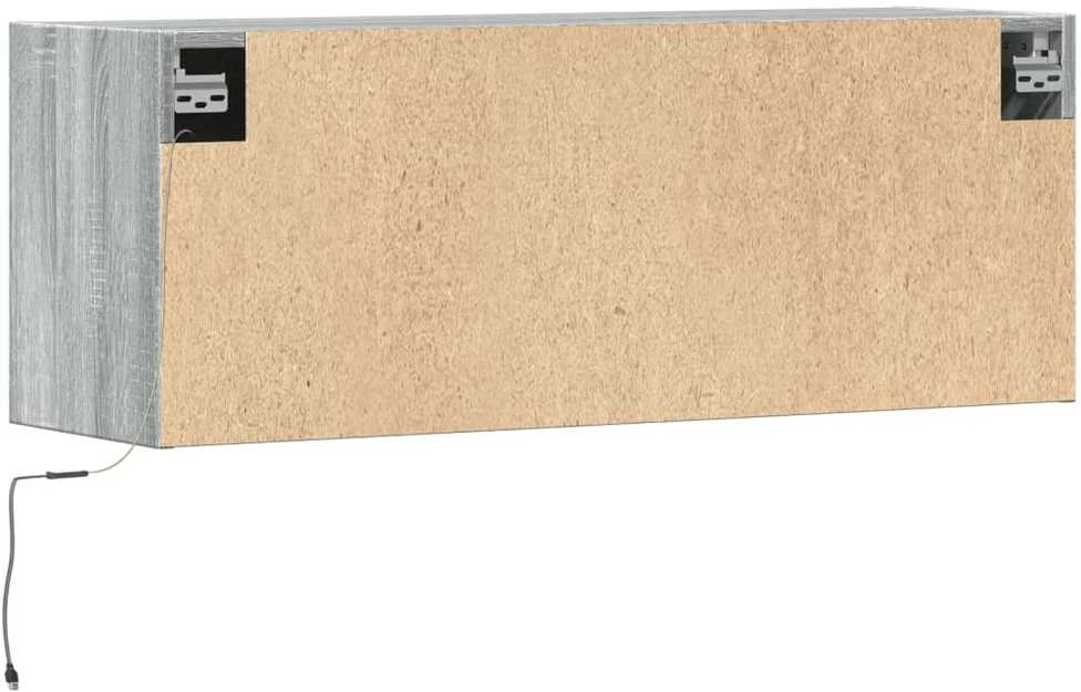 TV staliukas Sieninė TV spintelė su LED lemputėmis, pilka, 100x31x35cm