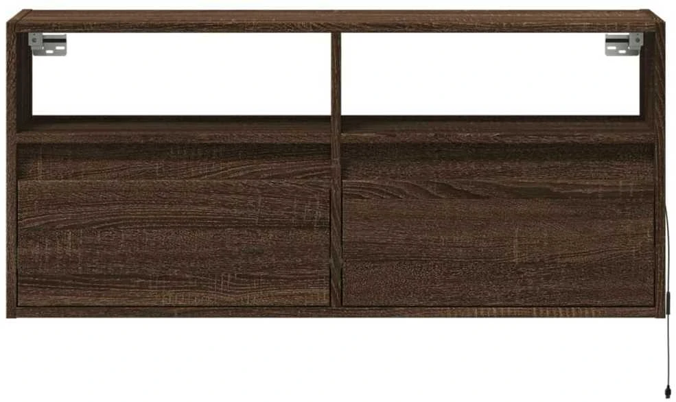 TV staliukas Sieninė TV spintelė su LED lemputėmis, ruda ąžuolo, 100x31x45cm