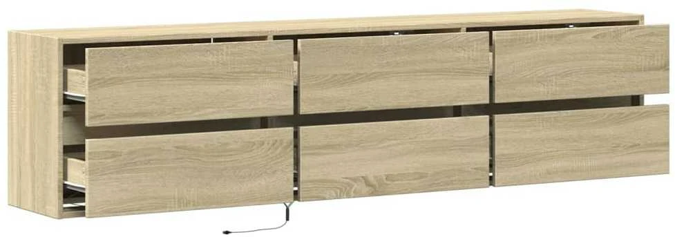 TV staliukas Sieninė TV spintelė su LED lemputėmis, ąžuolo, 180x31x45cm