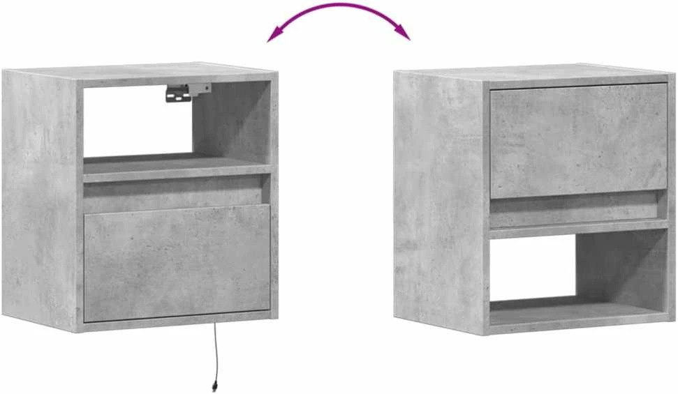 TV staliukas Sieninė TV spintelė su LED lemputėmis, betono, 41x31x45cm