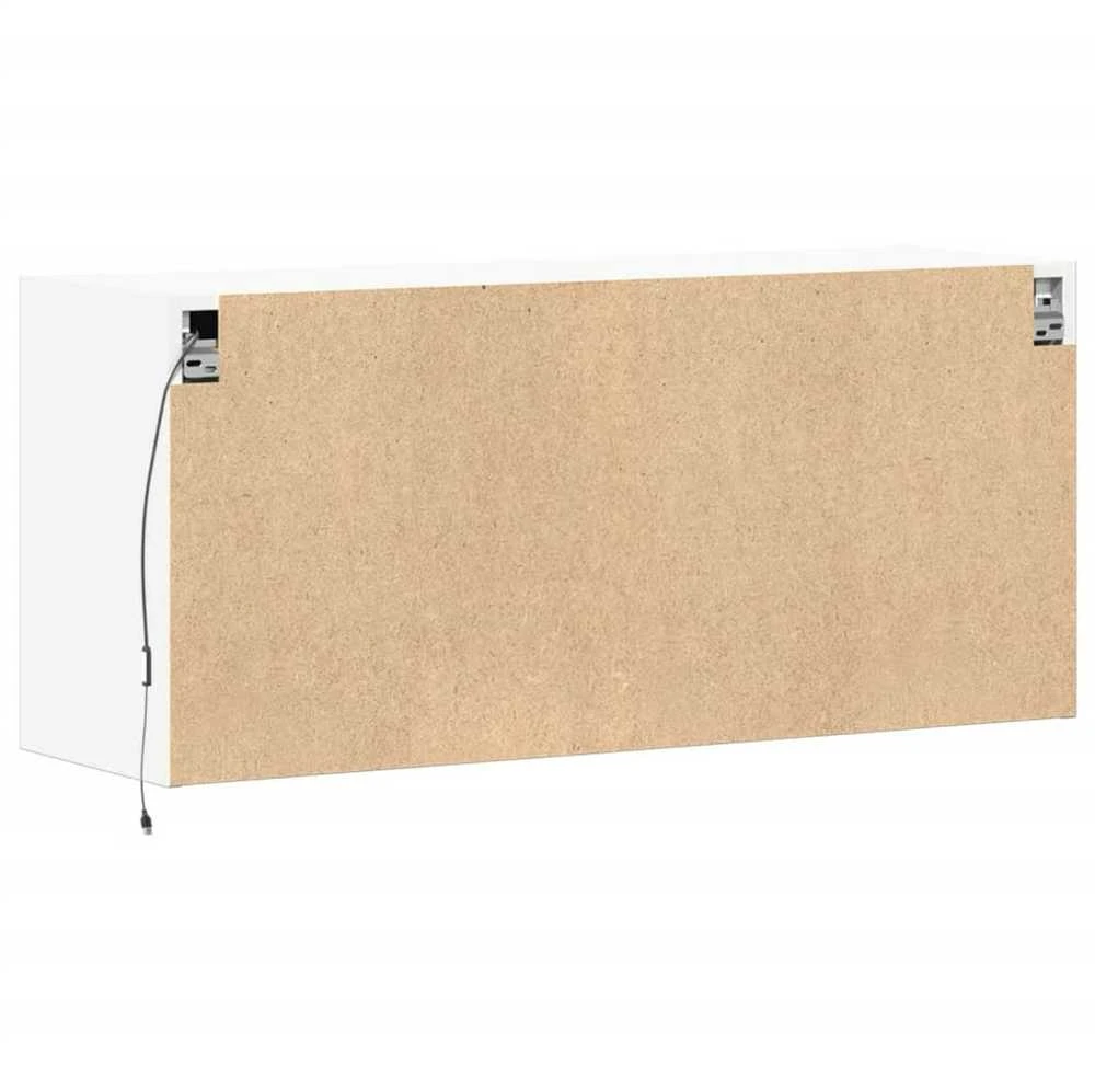 TV staliukas Sieninė TV spintelė su LED lemputėmis, balta, 100x31x45cm