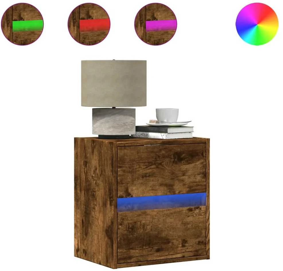 TV staliukas Sieninė TV spintelė su LED lemputėmis, dūminė, 41x31x45cm