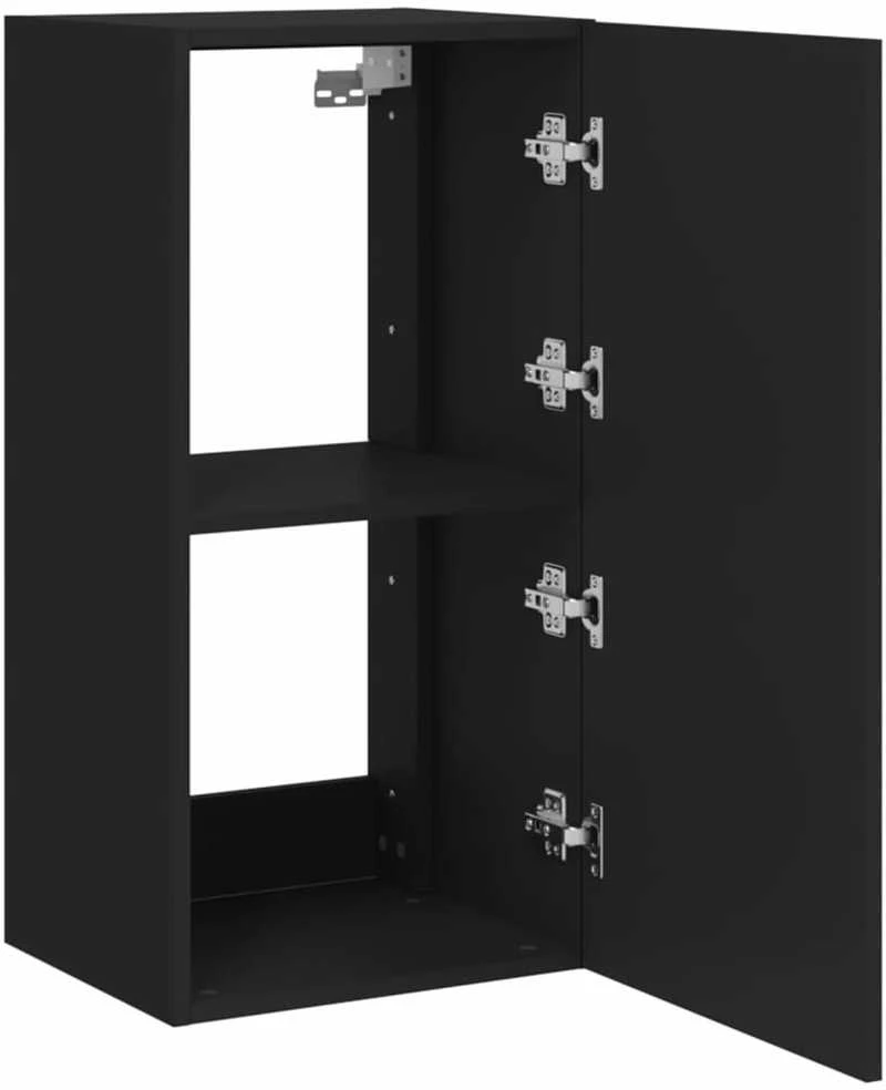 TV staliukas Sieninė TV spintelė su LED lemputėmis, juoda, 40,5x35x80cm