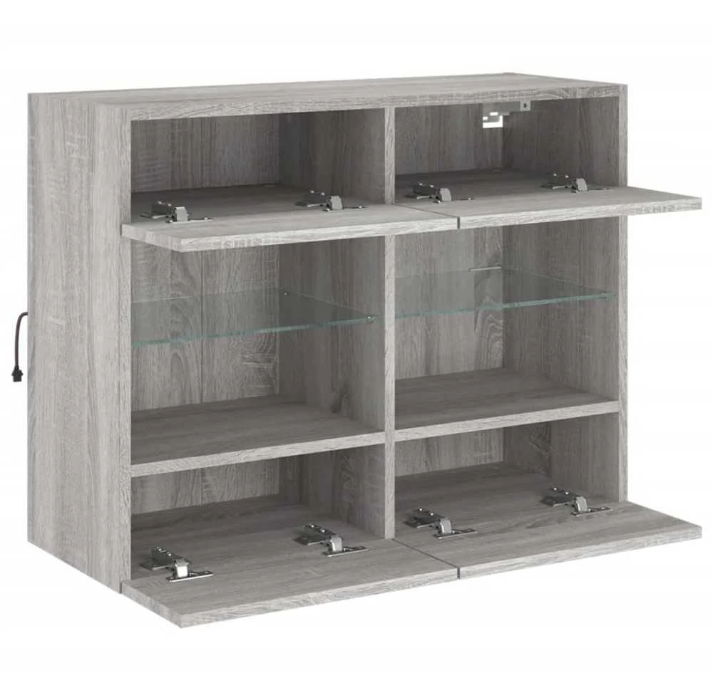 TV staliukas Sieninė TV spintelė su LED lemputėmis, pilka, 78,5x30x60,5cm