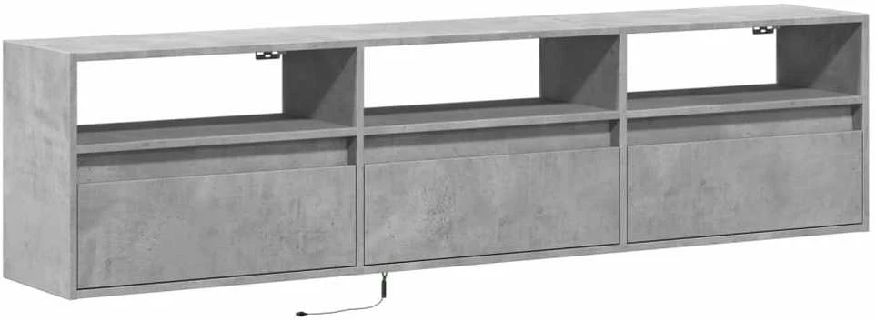 TV staliukas Sieninė TV spintelė su LED lemputėmis, betono, 180x31x45cm