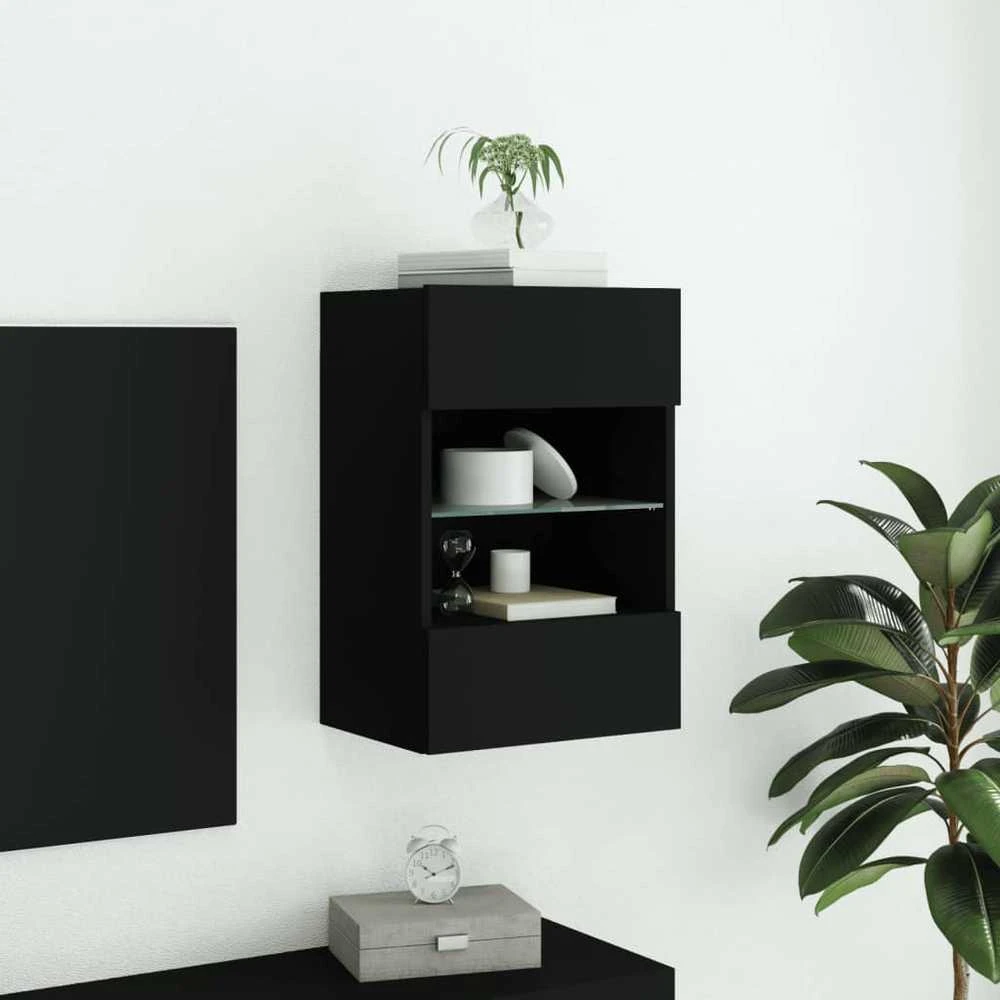 TV staliukas Sieninė TV spintelė su LED lemputėmis, juoda, 40x30x60,5cm