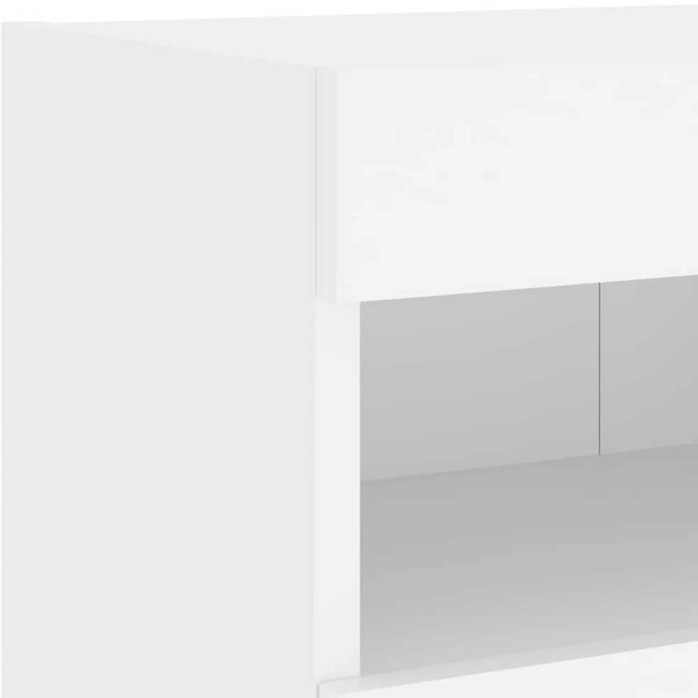 TV staliukas Sieninė TV spintelė su LED lemputėmis, balta, 80x30x40cm