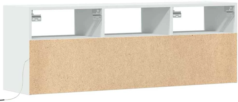 TV staliukas Sieninė TV spintelė su LED lemputėmis, balta, 130x31x45 cm