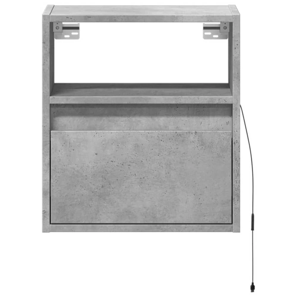 TV staliukas Sieninė TV spintelė su LED lemputėmis, betono, 41x31x45cm
