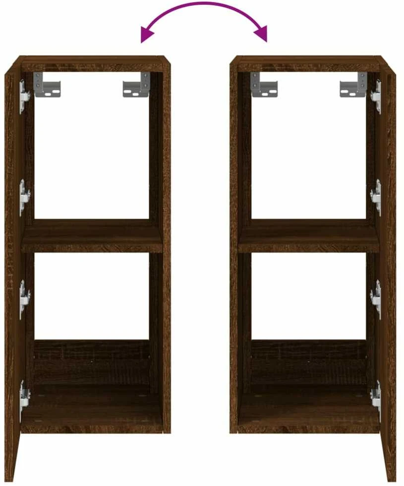 TV staliukas Sieninė TV spintelė su LED lemputėmis, ruda, 30,5x35x70cm