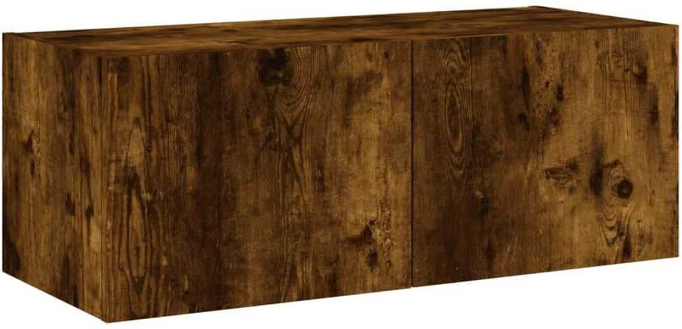 TV staliukas Sieninė TV spintelė su LED lemputėmis, dūminė, 80x35x31cm