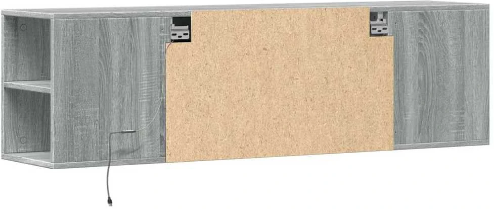TV staliukas Sieninė TV spintelė su LED lemputėmis, pilka, 135x31x39,5cm