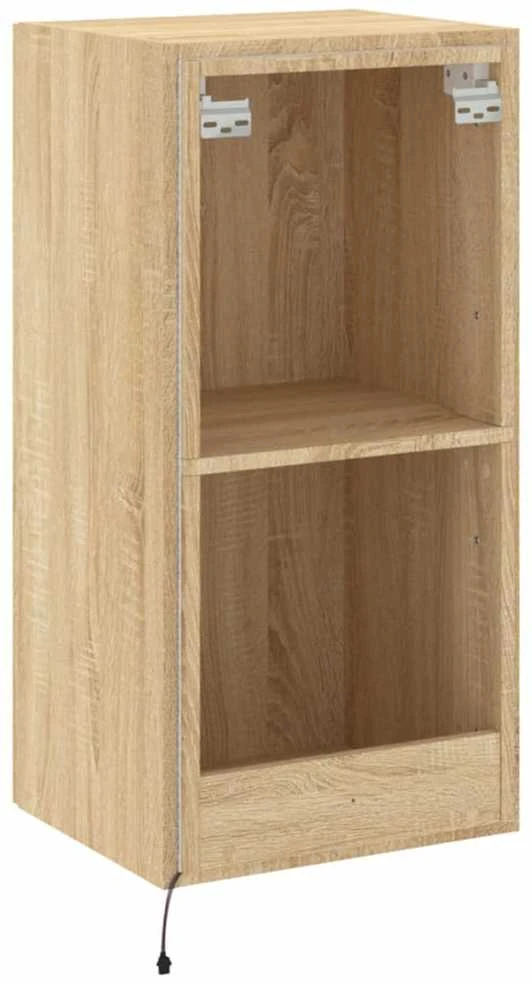 TV staliukas Sieninė TV spintelė su LED lemputėmis, ąžuolo, 40,5x35x80cm